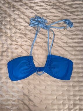 Aerie Blue Bandeau Bikini Top with Light Blue Trim